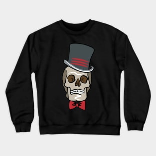 Halloween Skull in Top Hat and Bow Tie Crewneck Sweatshirt